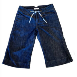 Merona Cropped Denim Capri Pants Size 10 Relaxed Fit Dark Denim Casual Shorts